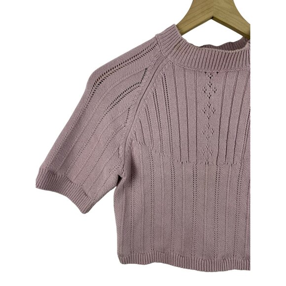 Free People Intimately Womens Large The Romy Swit Silverberry Pointelle Crop Top - Picture 2 of 9